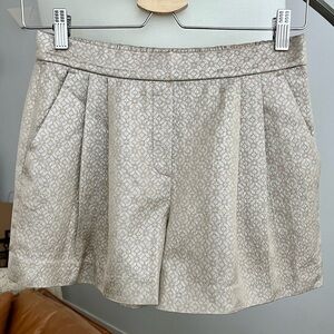 Aritzia Babaton Gold Metallic Pleated Front Dress Shorts